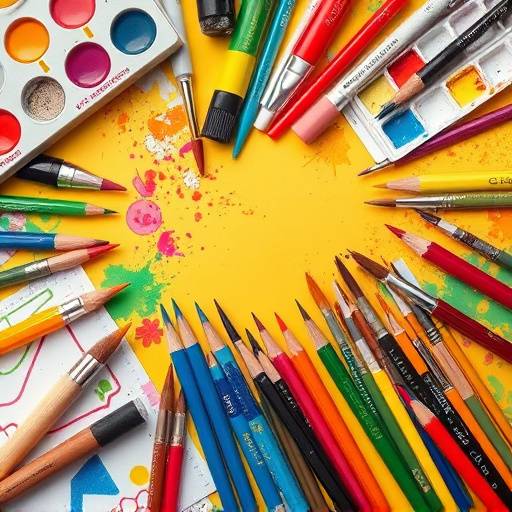 Creative Minds Podcast Artwork: A stylized image of various creative tools, like paintbrushes and pencils.