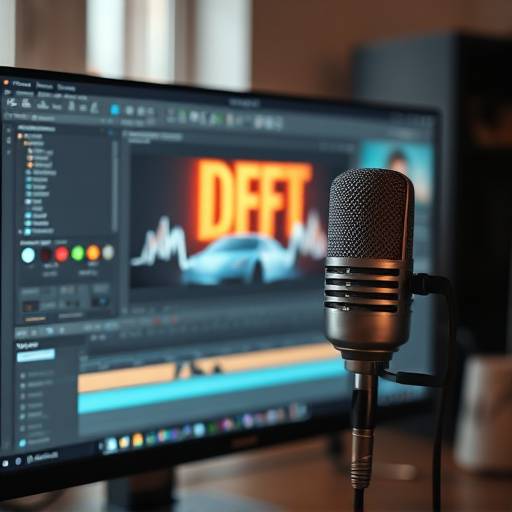 Microphone and editing software on a computer screen.