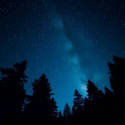 Pacific Northwest Mysteries Podcast Artwork: A silhouette of evergreen trees against a starry night sky.